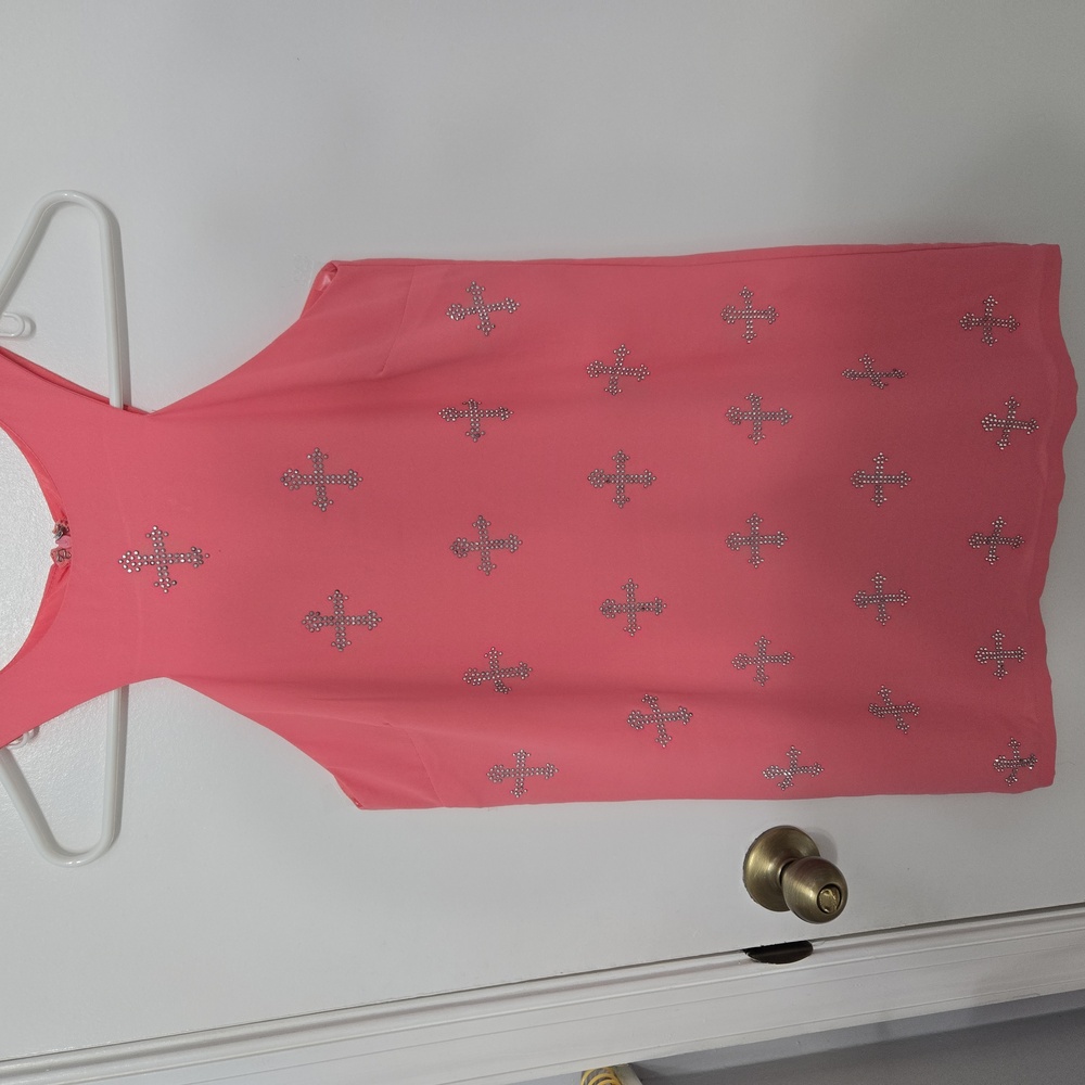 Mustard Seed Pink Mini Dress with Cross Embellishments